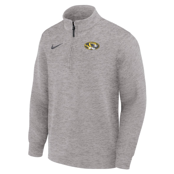 Mizzou Tigers Nike® 2025 Basketball Coaches 1/4 Zip Oval Tiger Head Grey Sweatshirt
