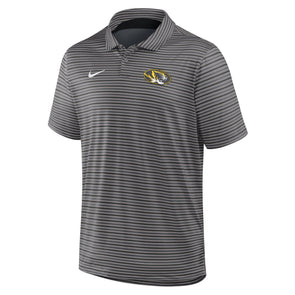 Mizzou Tigers Nike® 2025 Basketball Authentics Oval Tiger Head Grey and Black Striped Polo