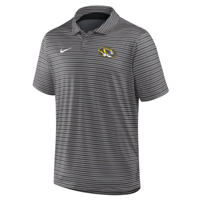 Mizzou Tigers Nike® 2025 Basketball Authentics Oval Tiger Head Grey and Black Striped Polo
