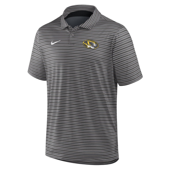 Mizzou Tigers Nike® 2025 Basketball Authentics Oval Tiger Head Grey and Black Striped Polo