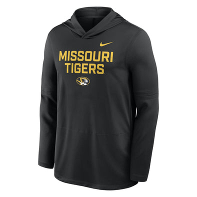 Mizzou Tigers Nike® 2025 Sideline Missouri Tigers Oval Tiger Head Black Long Sleeve Hoodie