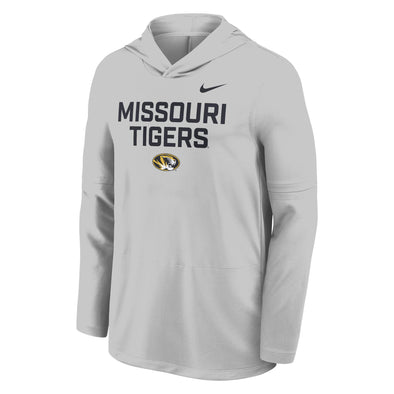 Mizzou Tigers Nike® 2025 Sideline Missouri Tigers Oval Tiger Head Grey Long Sleeve Hoodie