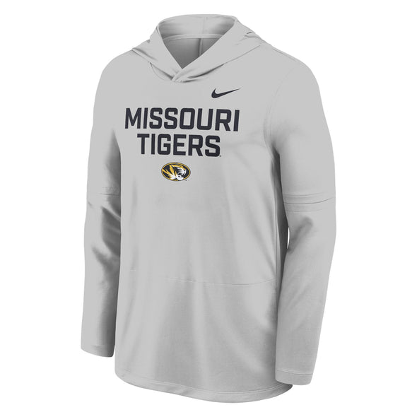 Mizzou Tigers Nike® 2025 Sideline Missouri Tigers Oval Tiger Head Grey Long Sleeve Hoodie