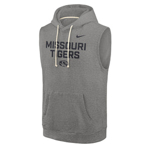 Mizzou Tigers Nike® 2025 Sideline Sleeveless Missouri Tigers Oval Tiger Head Grey Hoodie