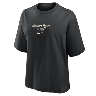 Mizzou Tigers Nike® 2025 Women's Boxy Missouri Tigers Script Black T-Shirt