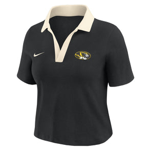 Mizzou Tigers Nike® 2025 Women's Crop Oval Tiger Head Black Polo