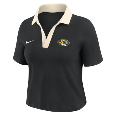Mizzou Tigers Nike® 2025 Women's Crop Oval Tiger Head Black Polo