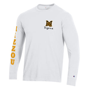 Mizzou Tigers Champion® Vault M Tiger Columbia Missouri White Long Sleeve T-Shirt