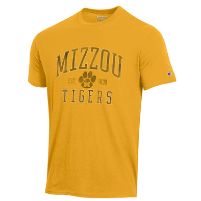 Mizzou Tigers Champion® Vault Paw Logo Mizzou Tigers Est. 1839 Gold T-Shirt