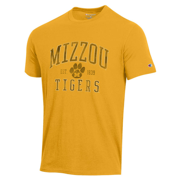Mizzou Tigers Champion® Vault Paw Logo Mizzou Tigers Est. 1839 Gold T-Shirt