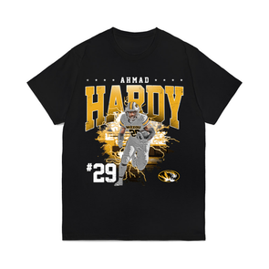 Mizzou Tigers NIL Ahmad Hardy #29 Character Design Black T-Shirt