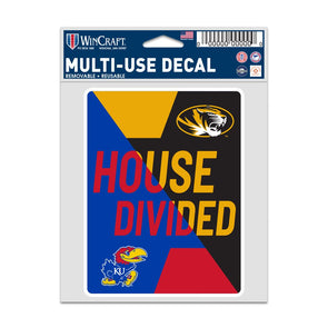 Mizzou Tigers Border Showdown MU vs KU 3.75"X5" House Divided Decal