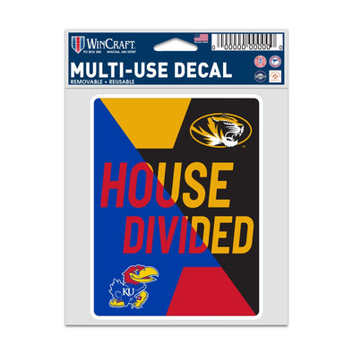 Mizzou Tigers Border Showdown MU vs KU 3.75"X5" House Divided Decal