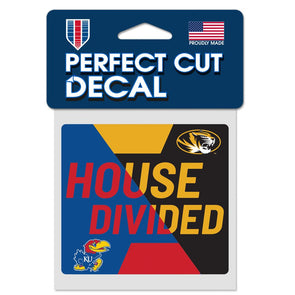 Mizzou Tigers Border Showdown MU vs KU 4"X4" House Divided Decal