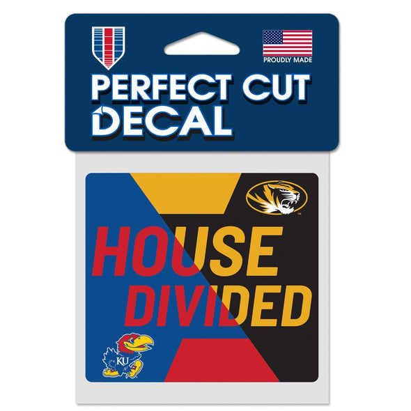 Mizzou Tigers Border Showdown MU vs KU 4"X4" House Divided Decal
