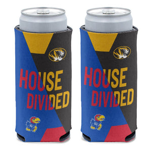 Mizzou Tigers Border Showdown MU vs KU House Divided Slim Can Holder