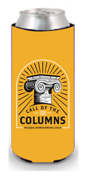 Mizzou Tigers Official Homecoming 2025 Call of the Columns Slim Can Holder Gold