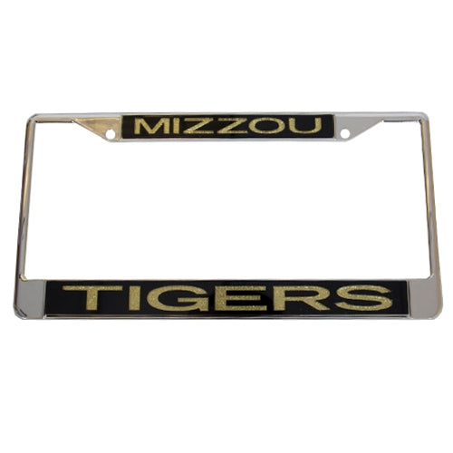 Mizzou Tigers Gold Glitter Chrome License Plate Frame