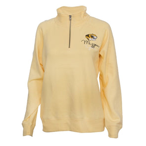 Mizzou Tigers Women's Sanded Fleece Yellow 1/4 Zip Sweatshirt
