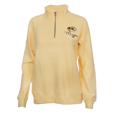Mizzou Tigers Women's Sanded Fleece Yellow 1/4 Zip Sweatshirt