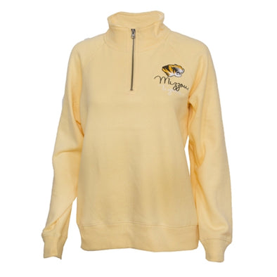 Mizzou Tigers Women's Sanded Fleece Yellow 1/4 Zip Sweatshirt