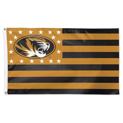 Mizzou Oval Tiger Head Stars & Stripes Flag