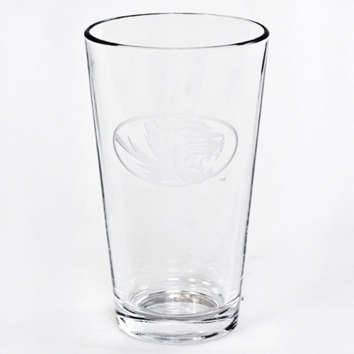 Mizzou Oval Tiger Head Etched 16 oz. Pint Glass