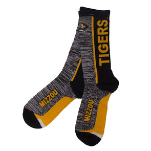 Missouri Oval Tiger Head Grey & Black Calf Length Socks