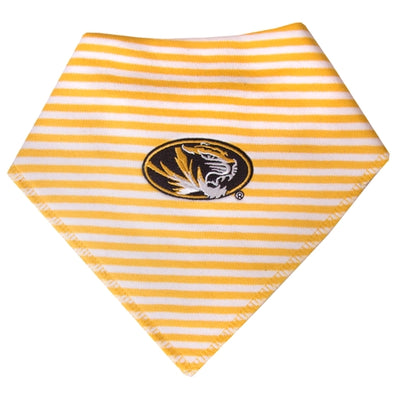 Mizzou Oval Tiger Head Gold & White Striped Bib