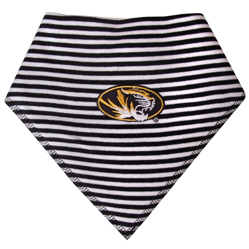 Mizzou Oval Tiger Head Black & White Striped Bib