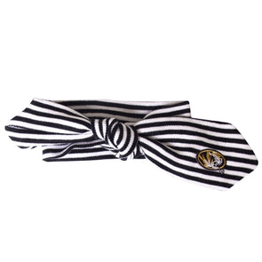 Mizzou Baby Oval Tiger Head Black & White Striped Hair Knot