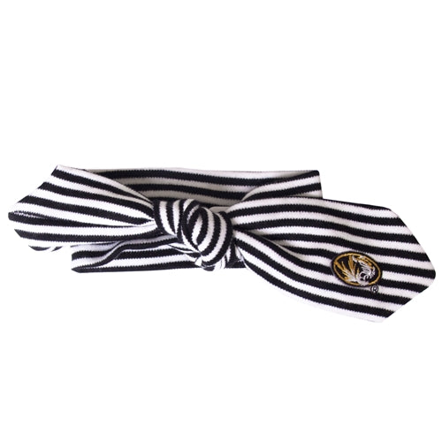 Mizzou Baby Oval Tiger Head Black & White Striped Hair Knot