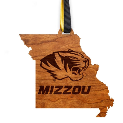 Mizzou Tiger Head Missouri State Wooden Ornament
