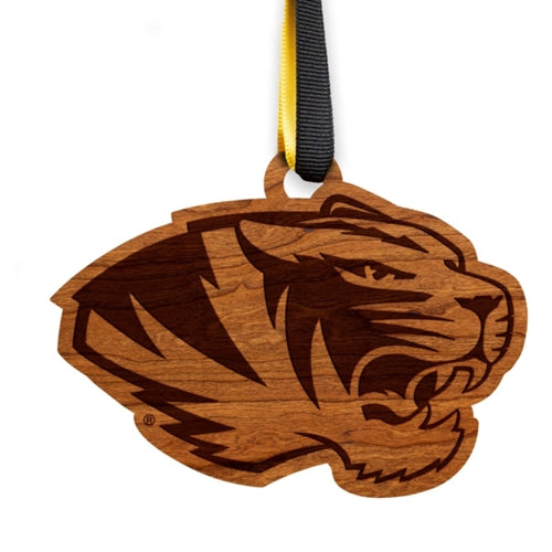 Mizzou Tiger Head Wooden Ornament