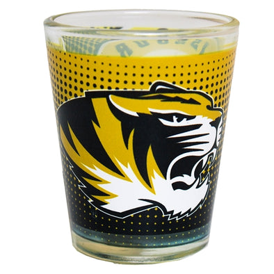 Missouri Tigers Tiger Head Dots Black and Gold Shot Glass