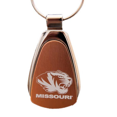 Missouri Tiger Head Gold Teardrop Keychain