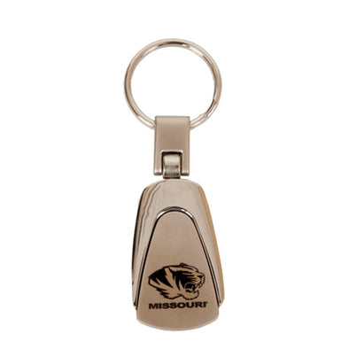 Missouri Tiger Head Silver Teardrop Keychain