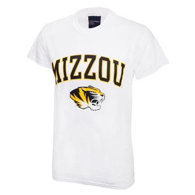 Mizzou Tiger Head White Short Sleeve Crew Neck T-Shirt