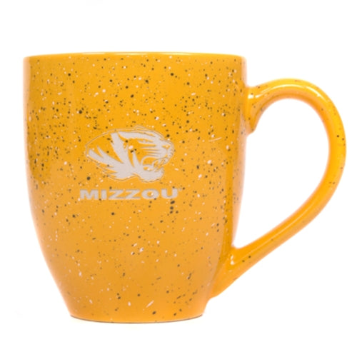 Mizzou Etched Tiger Gold Bistro Speckled Mug