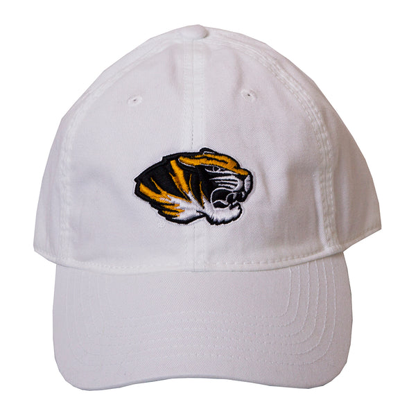 Mizzou Tiger Head White Adjustable Hat