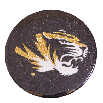 Mizzou Tiger Head Glitter Button Magnet