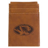 Mizzou Oval Tiger Head Engraved Front Fold Brown Wallet