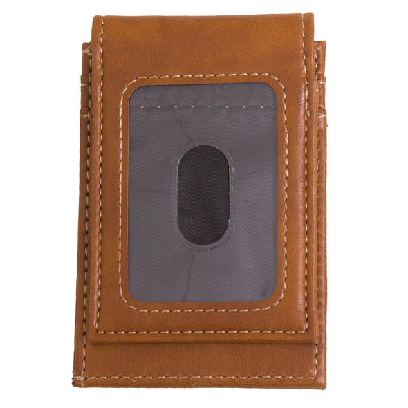 Mizzou Oval Tiger Head Engraved Front Fold Brown Wallet