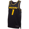 Mizzou Tigers #1 Nike® Replica Black and Gold Basketball Jersey