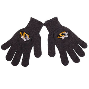 Mizzou Tiger Head Grey Youth Gloves