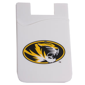 Mizzou Oval Tiger Head White Silicone Phone Card Holder