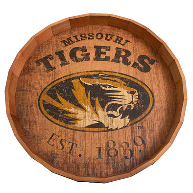 Mizzou Oval Tiger Head Missouri Tigers Est 1839 Distressed Barrel Top Sign