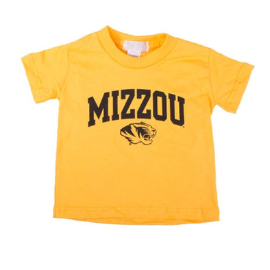 Mizzou Toddler Tiger Head Archblock Gold Short Sleeve Crew Neck T-Shirt