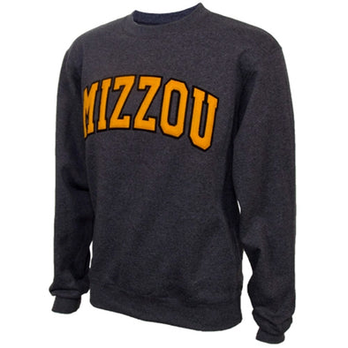 Mizzou Tigers Champion® Tackle Twill Felt Charcoal Crew Sweatshirt