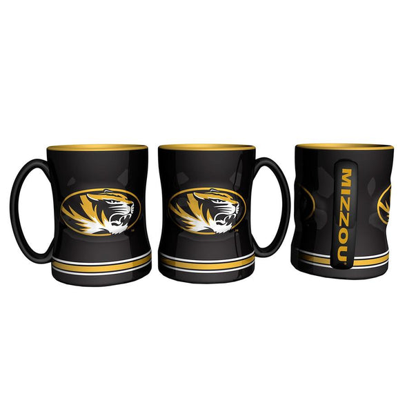 Mizzou Oval Tiger Head Relief Ceramic Black Mug